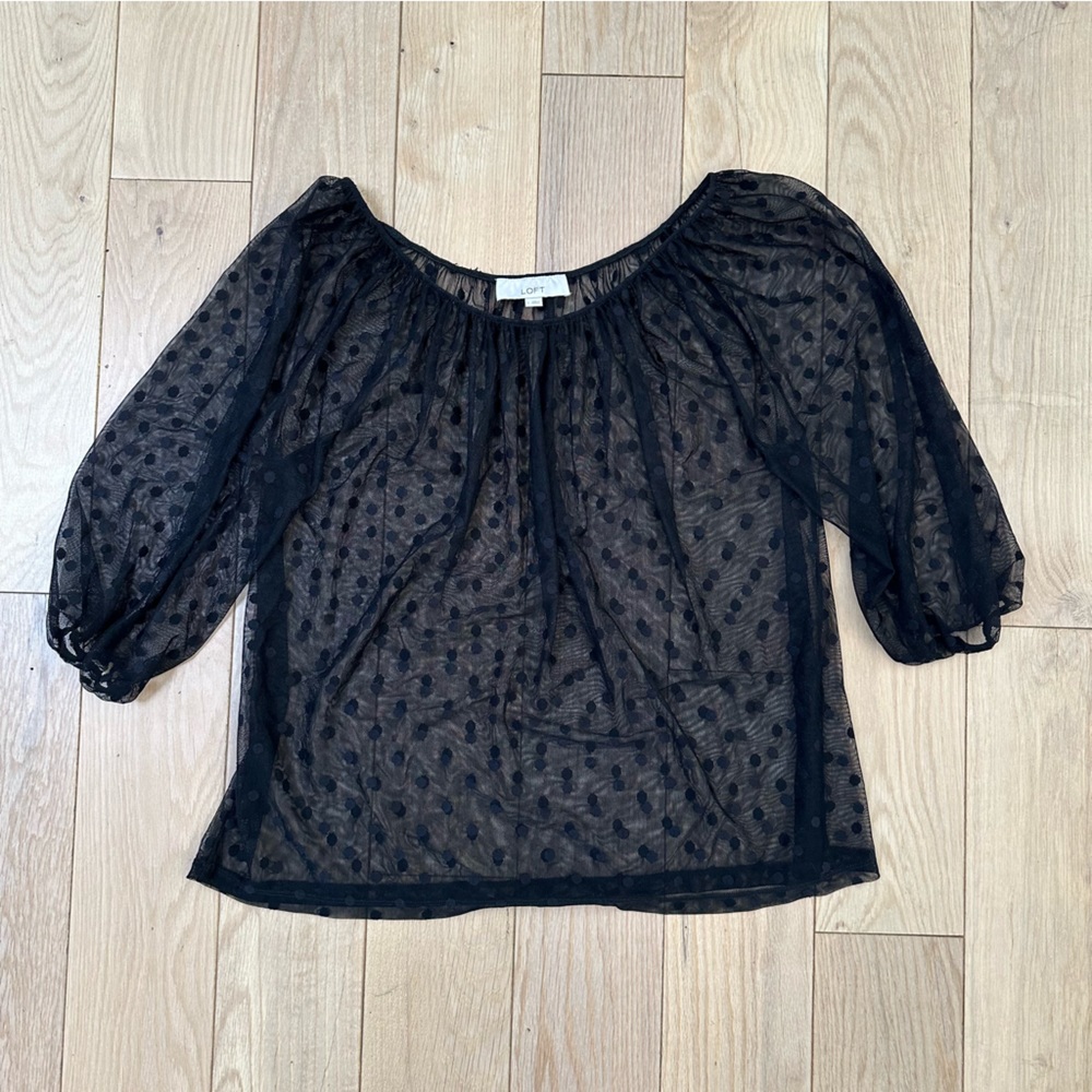 LOFT Sheer Polka Dot Top
